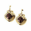 14K Yellow 6mm Genuine Mozambique Garnet & .06 CTW Diamond Round Earring